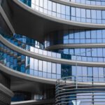 stylish office building, blue glass and aluminum